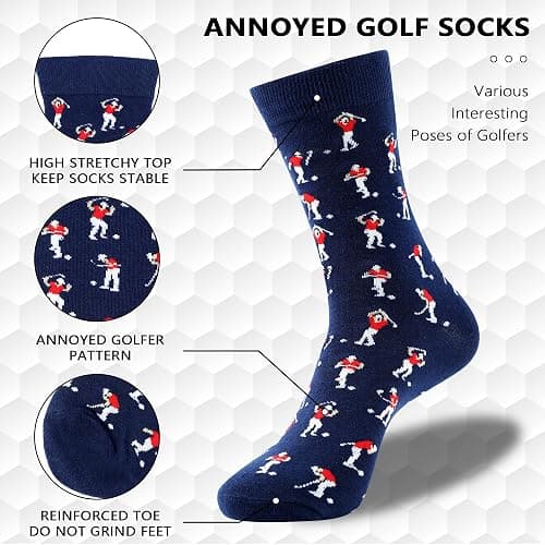 Funny Golf Socks,Christmas Golf Gifts for Men Dad,Stocking Stuffers for Men | Featuring funny Golfer Patterns Socks, Great for Any Golfer, Funny Gift for Dad, Golf Accessories for Men thumbnail 4