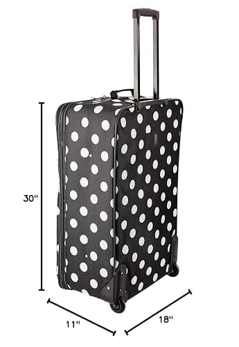 Rockland Vara Softside 3-Piece Upright Luggage Set, Expandable,Black dot, (20/22/28) thumbnail 7