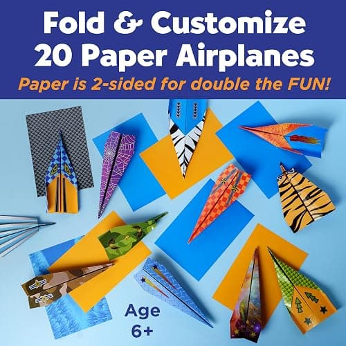 Creativity for Kids Paper Airplane Squadron - Create 20 Paper Airplanes, Crafts for Boys and Girls, Holiday Stocking Stuffers and Gift for Boys, Kids Activities (Ages 6+) thumbnail 4