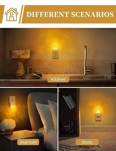 Night Lights Plug Into Wall [2 Pack], Amber Warm Night Light, 1800K, Dusk to Dawn Sensor, Adjustable Brightness LED Night Light for Bathroom, Hallway, Stairway thumbnail 2