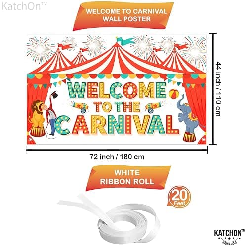 KatchOn, Welcome To The Carnival Banner - XtraLarge 72x44 Inch | Carnival Backdrop, Carnival Decorations, Carnival Theme Party Decorations | Carnival Games, Circus Theme Party Decorations thumbnail 2