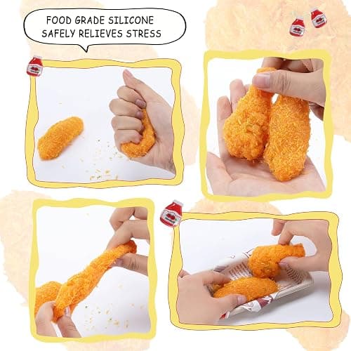 QCROAD SQUISHY Handmade Taba Fried Chicken Squishy - Crispy Chicken Silicone Squishy Toy, Soft Stress Relief Fidget Toys for Kids & Adults, Non-Toxic Food-Themed Sensory Play thumbnail 3