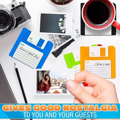 6 Pcs Floppy Disk Coaster Set - 3.54"x3.54" Funny Coasters, Retro Coasters for Office, Made of Durable & Flexible Non-Slip Silicone - Waterproof Office Coaster for Desk Decor and 90s Gifts Ideas thumbnail 5