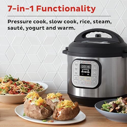 Instant Pot Duo 7-in-1 Mini Electric Pressure Cooker, Slow Rice Cooker, Steamer, Sauté, Yogurt Maker, Warmer & Sterilizer, Includes Free App with over 1900 Recipes, Stainless Steel, 3 Quart - 3 Quarts - 7 IN 1 thumbnail 2