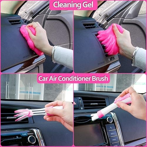 THINKWORK Pink Car Detailing Cleaning Kit, Car Wash Kit, Car Accessories for Women Suitable for Small and Medium Vehicles Such As Cars, Trucks, Suvs(17pcs) - Pink thumbnail 3