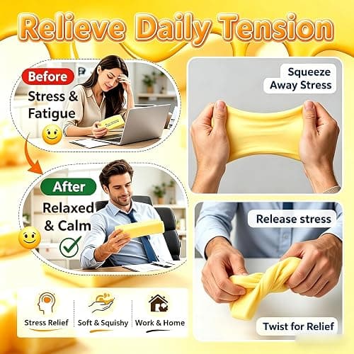 Giant Butter Squishy 2026 New 14oz TPR Butter and Cheese Squishy Soft Squeeze Stress Balls for Stress Relief Anxiety Sensory Gifts for Adults Anxiety Relief Party Favors (1pcs) thumbnail 4