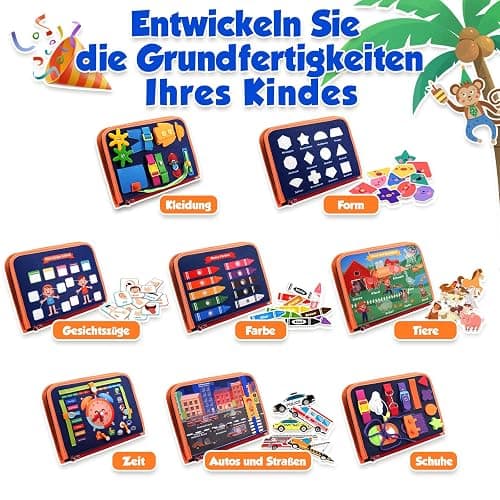 ZOOI Busy Board Montessori Spielzeug ab 1 Jahr, Busy Book Kinderspielzeug ab 1 2 3 Jahre, Baby Geschenk Spielzeug ab 1 2 3 Jahre, Einschulung Mädchen, Schultüte Füllung thumbnail 4
