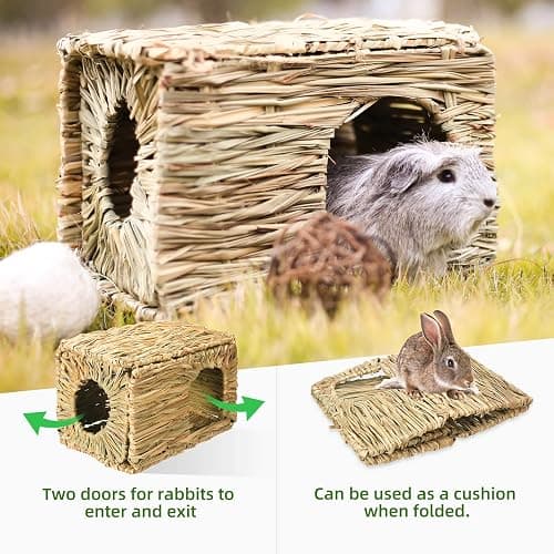 PStarDMoon Bunny Grass House-Hand Made Edible Natural Grass Hideaway Comfortable Playhouse for Rabbits, Guinea Pigs and Small Animals to Play,Sleep and Eat (style4) thumbnail 5