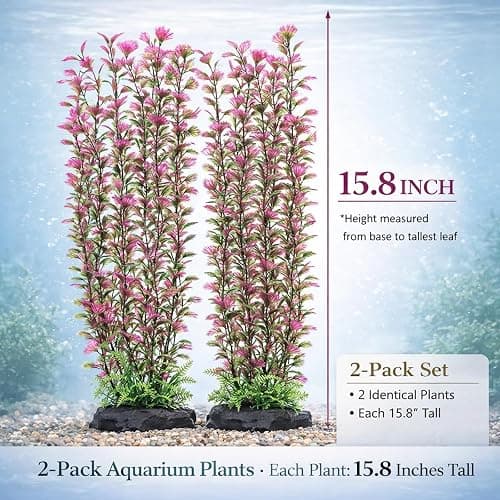 HERCOCCI Aquarium Silk Plants, Large 16 Inches Artificial Silk Fish Tank Plants for Betta Goldfish Tall Fish Tank Decorations thumbnail 6