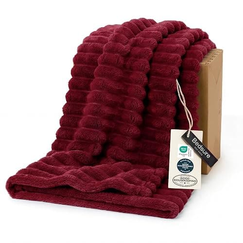 Bedsure GentleSoft Deep Red Blanket for Couch - Cozy Soft Blankets for Women, Cute Small Throws for Girls, 50x60 Inches - Image 1