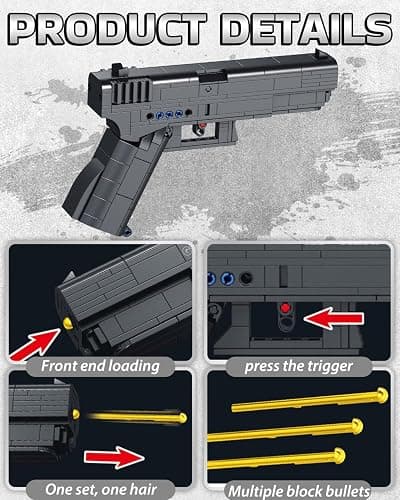 Nueris 1:1 G18 Building Blocks Gun Sets - 336 PCS Model Guns Collection Toy Building Bricks Sniper Set Shootable - Simulation Militarily Toy Lovers for Kids and Adults Gifts thumbnail 4