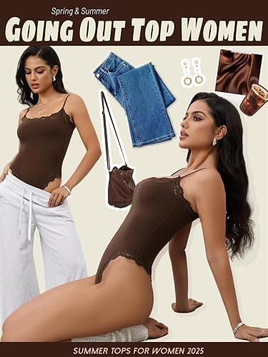 Starrylion Lace Body Suit Square Neck Tops for Women Sleeveless Spaghetti Strap Tank Top Bodysuits for Women Sexy Jumpsuit thumbnail 4