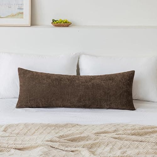 LIGICKY Lumbar Pillow Covers 14x36 Inch, Soft Textured Chenille Long Body Decorative Throw Pillow Cover Farmhouse Pillow Case for Couch Bedroom Sofa Cushion Decor, Dark Brown (Cover ONLY, Pack of 1) thumbnail 2