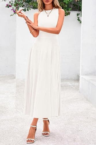 PRETTYGARDEN Spring Casual Dresses for Women 2026 Summer Business Work Midi Sleeveless A Line Pleated Cocktail Dress thumbnail 4