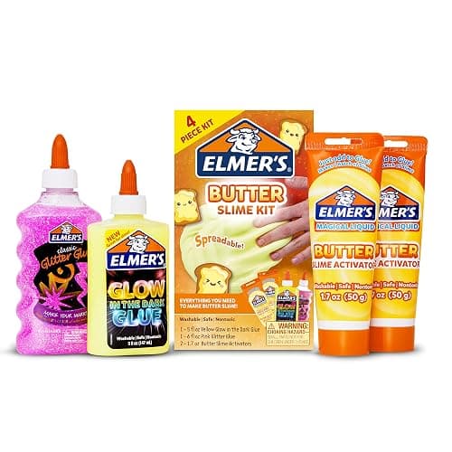 Elmer’s Butter Slime Kit, Includes Glow in the Dark Glue, Glitter Glue, Slime Activator, 4 Count - Kids Activity, Creative, Fun Holiday Gift - Image 1