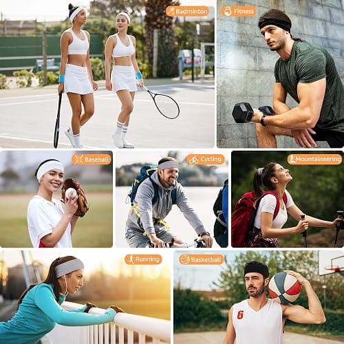 DiyJibb Headbands for Women, Stretchy Non Slip Soft Cotton Cloth Hair Bands for Sports, Workout, Yoga and Running, 7pcs thumbnail 4