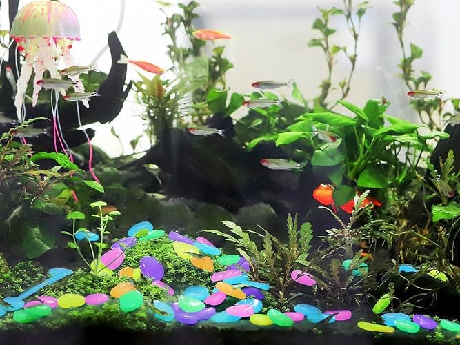 150 PCS Luminous Stones – Mixed Color Glow Rocks Decorations DIY Decorative Pebbles for Aquarium Fish Tank Sidewalk Garden Path Patio Terrace Lawn Yard Ornaments Colorful Cobbles Decor FD05MX150 thumbnail 6