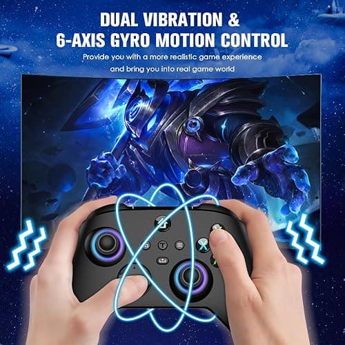 VidPPluing Controller for Xbox, Xbox One, Xbox One X|S, Xbox Series X|S, 2.4GHz Wireless Controller with RGB Light, Turbo Function and Motion Sensor, Thumb Caps Included - Black thumbnail 4
