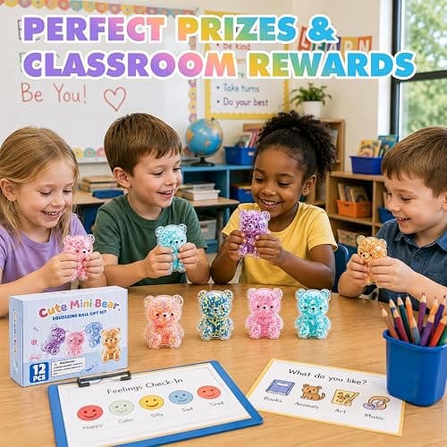 12 Pack Bear Squishy Toys，Squishy Stress Squeeze Balls for Adults Kids | Bulk Mini Squishies Balls for Calming , Fidget Toys for Party Favors ,Birthday Giftsf, Classroom Prizes thumbnail 4