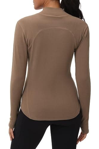 THE GYM PEOPLE Fleece Mock Turtleneck Pullover Base Layer Shirts Long Sleeve Workout Tops with Thumb Hole - Image 1