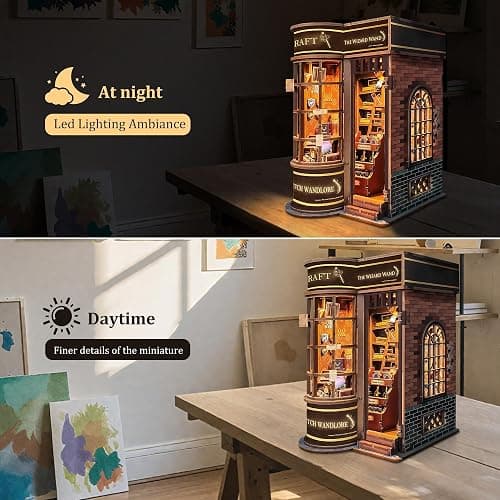 Book Nook Kits for Adults: SUNNINO Book Nook Kit Model Kits Craft Kits for Adults - DIY Miniature Doll House Kit for Bookshelf Booknook Tiny House with Sensor Led Light thumbnail 3