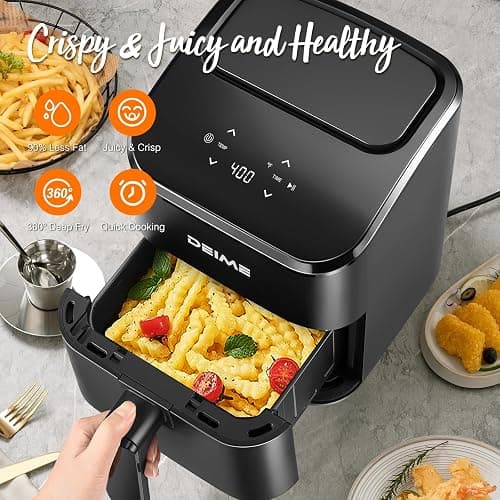 DEIME Air Fryer, Small Digital 2.8 Qt Airfryer Space Saving Compact, Bake, Reheat, Roasts for Quick Easy Meals, Mini Compact & Quiet, Nonstick & Dishwasher Safe Basket (Black) thumbnail 4