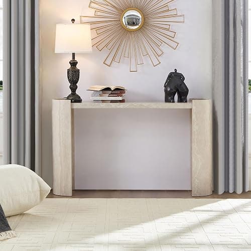 KEVINSPACE 53.15" Console Table SofaTable Narrow EntrywayTable, Wood EntryTable Mid-Century HallwayTable MDF Modern Accent Furniture Behind CouchTable for Living Room, Bedroom - 53.15" Marble thumbnail 8