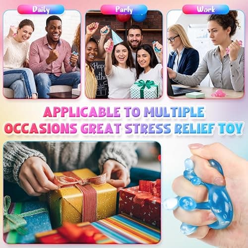 Halloscume 2 Pcs Slow Rising Stress Balls for Adults, Splash Solid Textured Fidget Stress Anxiety Relief Sensory Squeeze Ball for ADHD Office Mental Health Gifts Prizes Autism Party Favors thumbnail 7