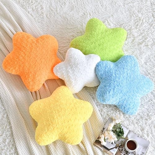 ZCNYCLAM Star Pillow, 14.9" Star Shaped Plush Pillow for Couch Bed Sofa, Cute Decorative Throw Pillows with Soft Faux Fur Room Decor for Bedroom Living Room (White) thumbnail 4