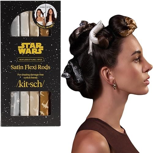 Kitsch x Star Wars Satin Heatless Hair Curler – Soft Hair Curlers to Sleep In for Heatless Curls Overnight – Overnight Blowout Rods for Women – Hair Styling Tools – Light Side vs Dark Side, 6pc Set thumbnail 9