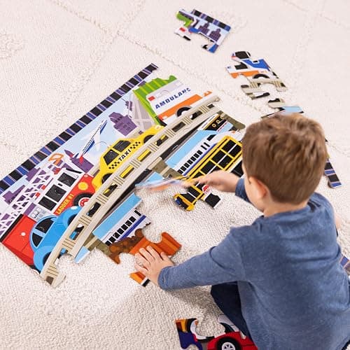 Melissa & Doug Traffic Jam Jumbo Floor Puzzle (24 Pieces, 2 x 3 Feet), Vehicle-Themed Jigsaw Puzzle for Preschoolers and Kids Ages 3+ - FSC Certified thumbnail 6