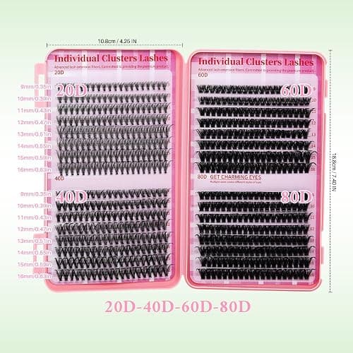 Lash Clusters 4 Style DIY Lashes Clusters Eyelash Clusters False Eyelashes Cluster Eyelash Extensions Wispy Lash Clusters Pestañas Postizas Naturales Soft Cluster Lashes(640pcs 20D+40D+60D+80D,9-16mm) thumbnail 6