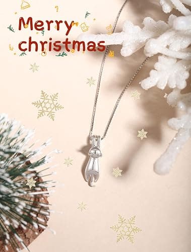 S.Leaf 925 Sterling Silver Cat Necklace Jewelry for Women Trendy Dainty Charm Pendant Necklaces Best Friend Birthday Gifts for Her Sister Mom Wife Womens thumbnail 2