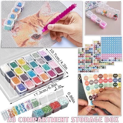 Lenxnmy 158pcs All-Inclusive Diamond Painting Tool Set Diamond Art Accessories Kit with A4 Diamond Painting Light Pad,Diamond Art Sealer Glue,Diamond Correction,Pens Storage Box for DIY Craft thumbnail 3