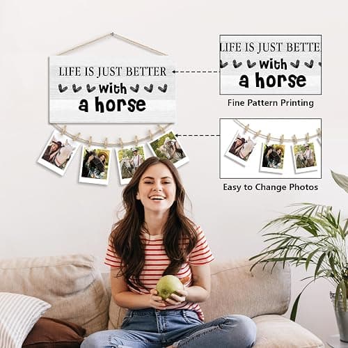 WULQYING Horse Gifts Picture Frames Photo Holder for Wall, Horse Themed Gifts for Women Girls Men Horses Lover Horse Rider Hanging Photo Display for wall Decor thumbnail 4