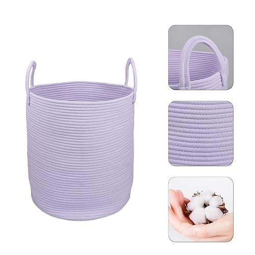 XUANGUO Rope Laundry Basket Hamper for Clothes Woven Storage Basket for Living Room Bedroom Boho Tall Rope Baskets for Blanket Toys Pillow Towels Baby Nursery Hamper Bin Large purple or lavender thumbnail 4