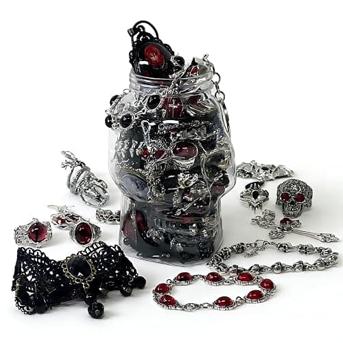 Mystery Jewelry Jar for Women, Gothic Witchy Jewelry Gift Set(Goth Boho Mixed Punk Everyday Necklaces,Earrings, Rings,Bracelets/Bangles),Valentines Day Gifts,Unique Alternative Fashion Romantic Present for Her - Image 1