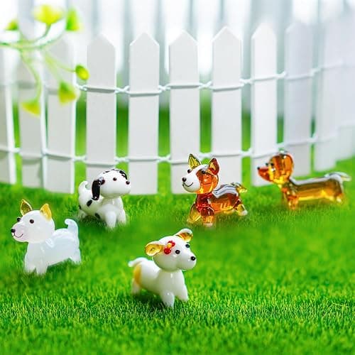 H&D HYALINE & DORA 5 Pack Hand Blown Glass Dog Figurines,Miniature Dog Figurines Sets,Blown Glass Art Animal Figurine for Collectible, Home Decor Gift thumbnail 2