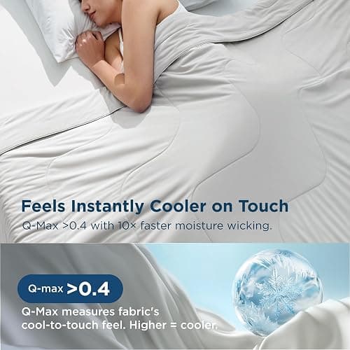 Bedsure Cooling Blankets for Hot Sleepers - Cooling Comforter, Lightweight Cold Summer Blanket for Night Sweats, Ice Breathable Comforter for Couch, Grey, 50x60 Inches thumbnail 4