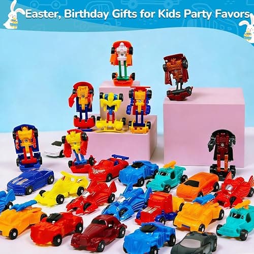 28 Pack Transforming Car Robot Toys for Kids with 14 Styles Mini Vehicle | Transform Party Favors Toys for Boys, Birthday Gifts, School Class Classroom Rewards, Game Prizes and Goodie Bag Fillers thumbnail 6