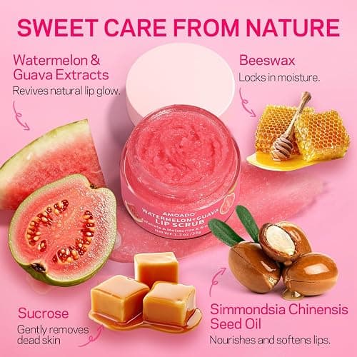 AMOADO Sugar Lip Scrub for Dark Lips – Exfoliating Lip Scrub for Smooth & Soft Lips with Watermelon & Guava, Lip Exfoliator & Moisturizer for Dry, Chapped Lips, Natural Lip Care, 1.2 oz/35g thumbnail 2