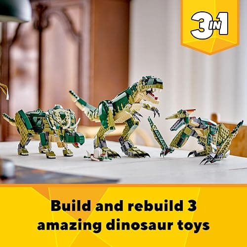 LEGO Creator 3 in 1 T Rex Toy - Dinosaur Toy Building Set for Kids, Boys & Girls, Ages 9+ - 3 Building Options, T-Rex to Triceratops to Pterodactyl - Gift Idea for Birthdays - 31151 thumbnail 2