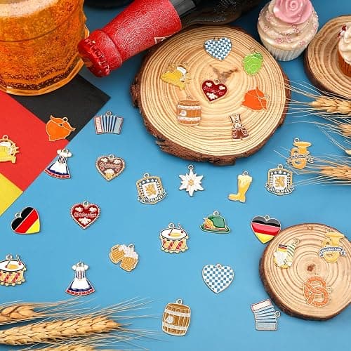 MARFOREVER 40Pcs/20 Pairs Oktoberfest Charms for Jewelry Making, Beer Theme Festival Charm German Beer Mug Pretzel Dangle Charms for Bracelet Necklace Earrings Making Accessories thumbnail 2