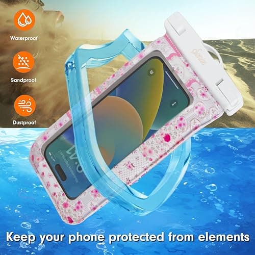 Sonix Waterproof Phone Pouch - Floating Phone Case Dry Bag w/Crossbody Lanyard - Beach Cruise Travel Essentials - Compatible w/All Devices, Touchscreen Friendly | Patchwork Cottage thumbnail 4
