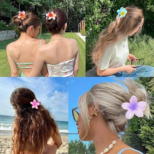 Apprise Deals hair clips,6 Pcs Flower Hair Clip,Nonslip Flower Claw Clips claw clips for thick hair Strong Hold Hawaiian Claw Clip for Medium Thick Hair Claw Clips for Women and Girls thumbnail 5
