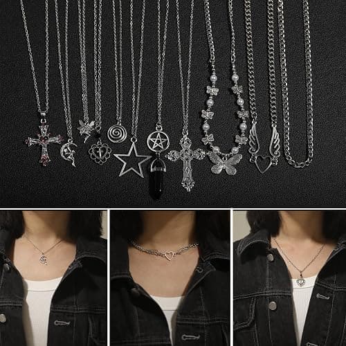 LIRUNQIN Y2k Accessories Goth Grunge Y2k Star Indie Butterfly Boho Cross Pendent Y2k Jewelry for Women Men thumbnail 2