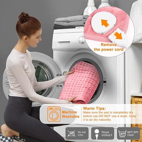 Deepsoon Heating Pad,Electric Heating Pads for Back,Neck,Abdomen,Moist Heating Pad for Shoulder,Knee,Arms,Legs,Dry/Moist Heat & Auto Shut Off,Birthday Gifts for Men and Women,BabyPink,24x12 Inch thumbnail 6