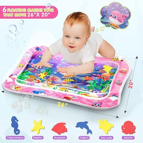 Infinno Tummy Time Mat Premium Baby Water Play Mat for Infants and Toddlers Baby Toys for 3 to 24 Months, Strengthen Your Baby's Muscles, Pink Theme Toys thumbnail 2