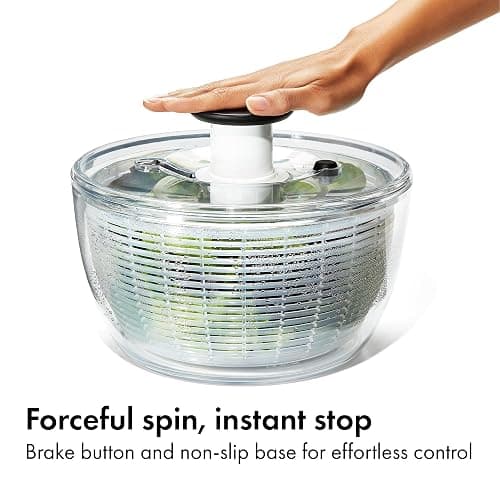 OXO Good Grips Salad Spinner | Lettuce Spinner | Fruit Washer | Fruit Washing Bowl with Strainer | Vegetable Cleaner | Salad Cleaner | Lettuce Washer | 6.22 Quart Capacity thumbnail 4