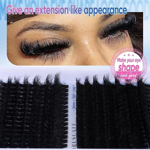 CORUSCATE Eyelash Clusters, Volume Thick Strip Mink 160D+260D Lashes Cluster, Dramatic Full Salon Look Eyelash, 12-24mm Long Lash Extension thumbnail 2